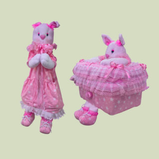 Pañalera + Cajón organizador conejita rosa